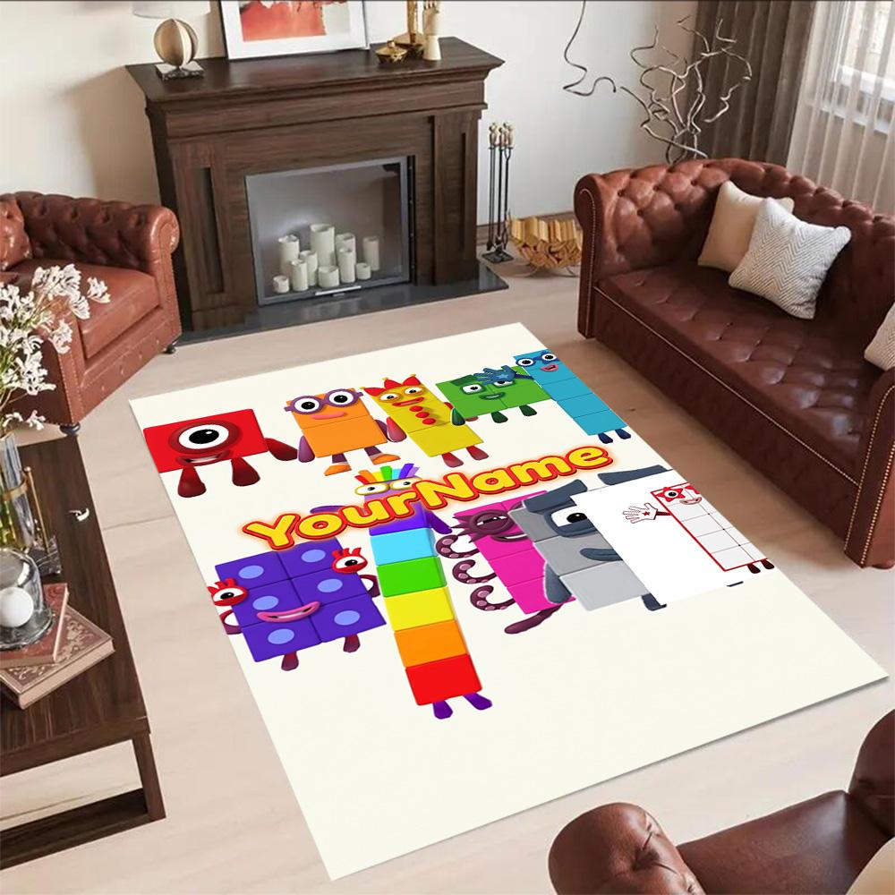 Numberblocks Personalized Name Floor Rug Office Rug Perfect for Playrooms Entryway Game Room Study room Antislip Carpet Anime Office Decor