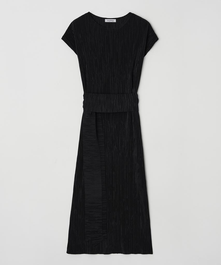 Meojiaenminggeul Summer Iconic Pleats Maxi Belted Dress (Black)