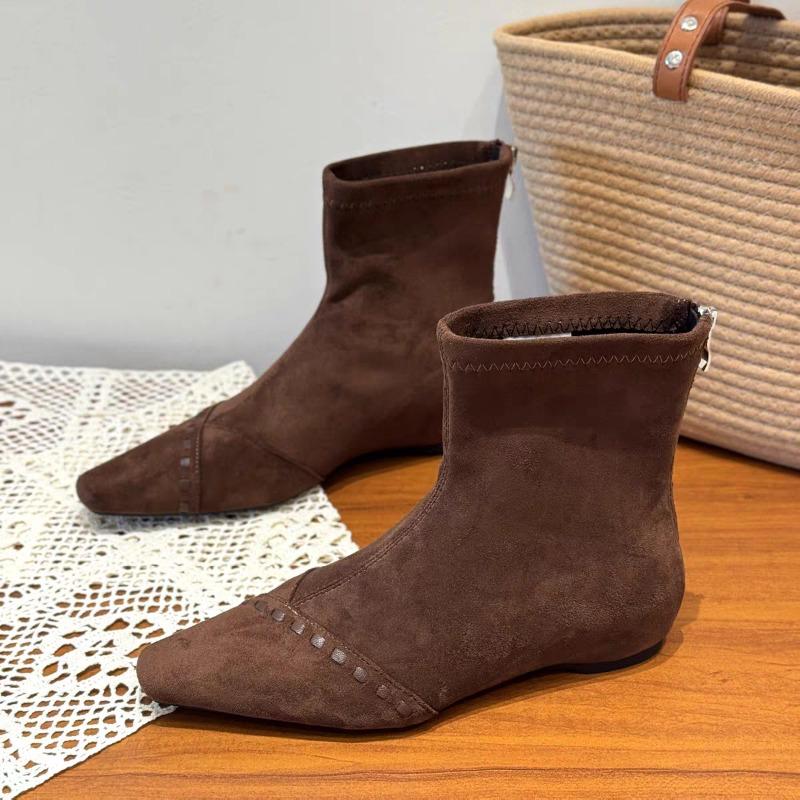 Elastic Socks Boots Women Ankle Boots Fashion Square Toe Short Booties Ladies Elegant Low Heels Largas Booties