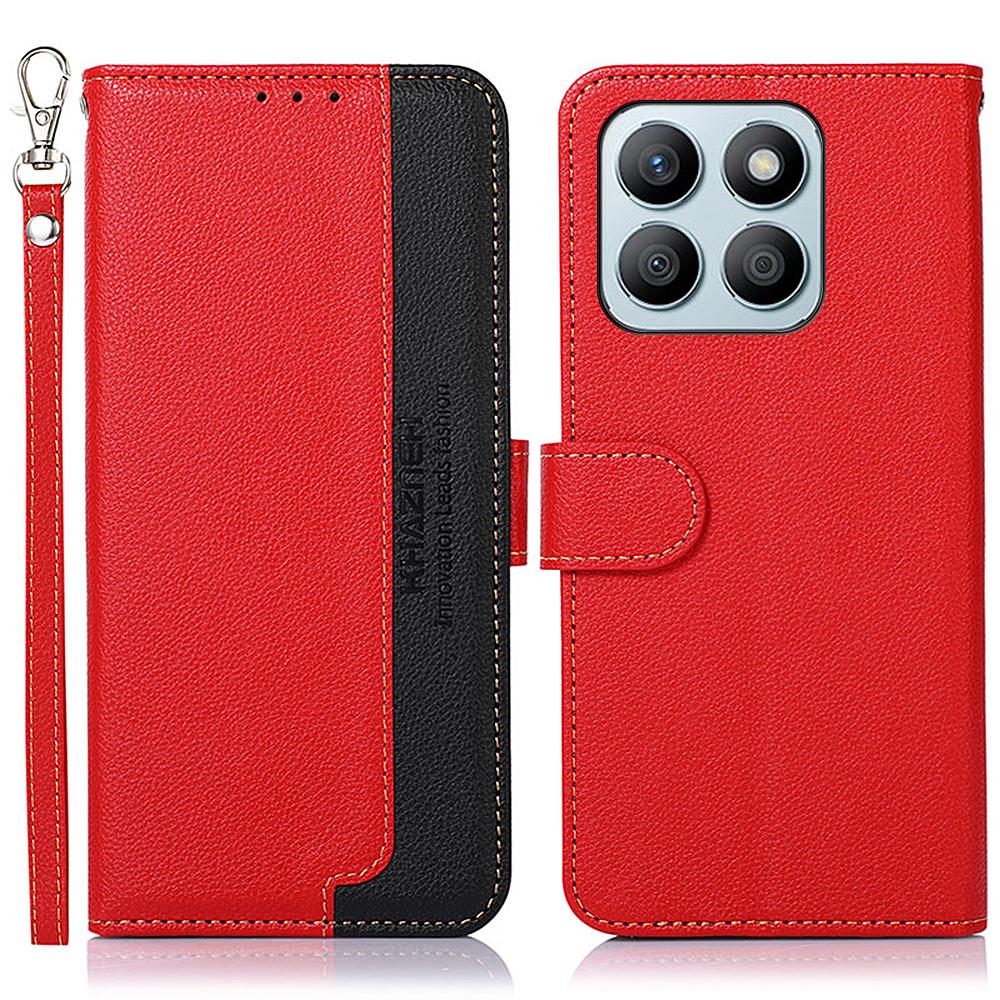 

KHAZNEH For Honor X8b 4G Folio Wallet Phone Case RFID Blocking Stand Cover Red