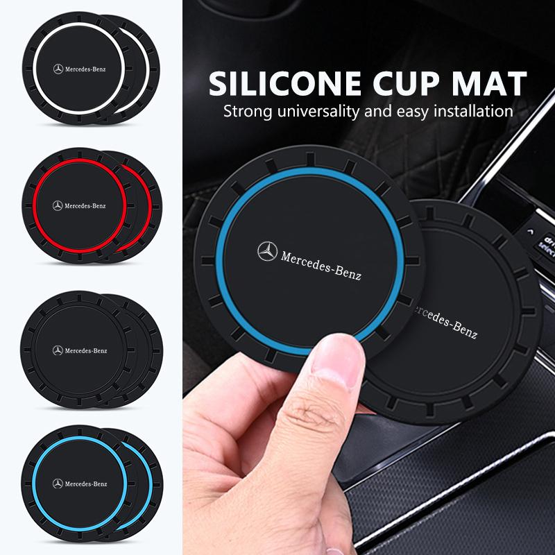 For Benz Car Interior Water Cup Holder Non-Slip Mat Pad Coasters Auto Accessories CLS SLK Sport ML C200 C260 C300 W205 CITAN ZL9