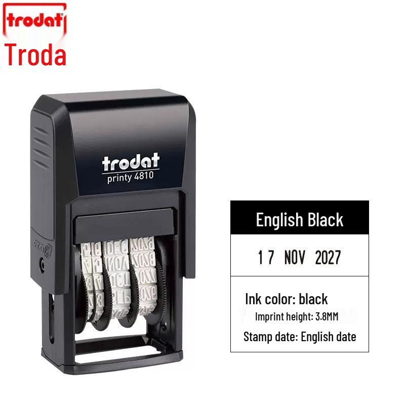 Trodat 4810 Self-Inking Date Stamp, 3.8x20mm, Adjustable, Chinese & English Dates