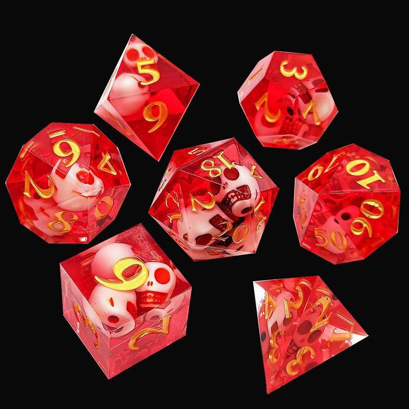 7Pcs/set Skull Dice Red Black D4 D6 D8 D10 D% D12 D20 Polyhedral Games Dice Set for Role Playing Board Table Games