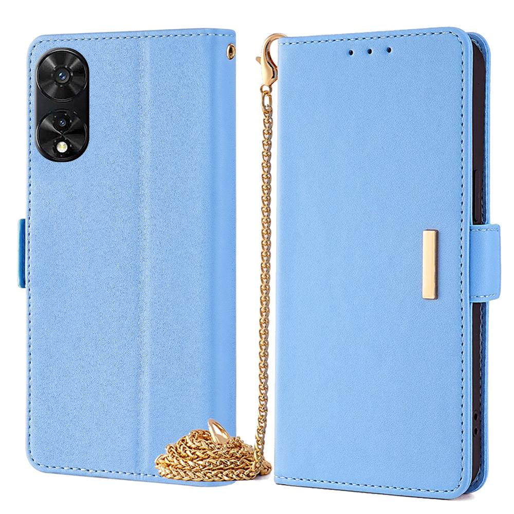 

For TCL 505 Wallet Case Anti-Scratch PU Leather Card Slots Phone Cover with Straps Blue