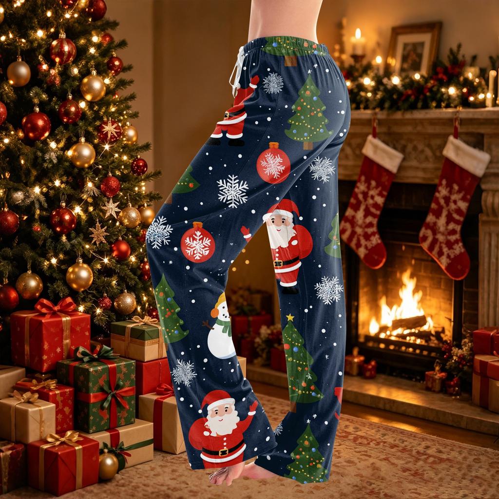 Women's Christmas Print Pants Casual Pants No Pockets