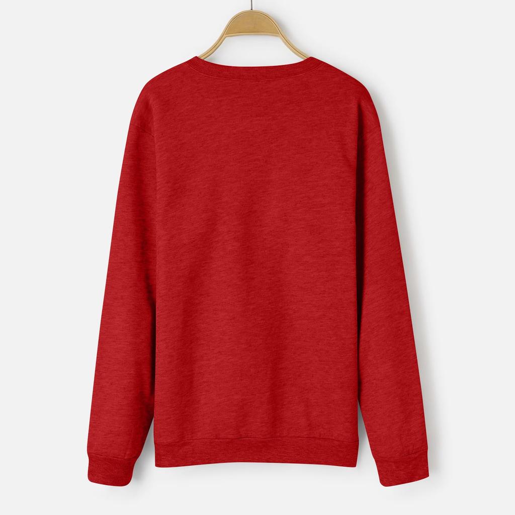 Rodzinna bluzka z długim rękawem, sweter świąteczny, rodzinna świąteczna koszulka sportowa z okrągłym dekoltem, ciepło zimowe