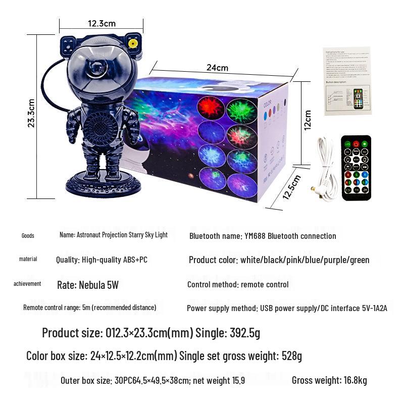 Astronaut Starry Sky Projector: Creative Bluetooth Night Light & Gift for Kids