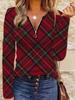 Women's casual zip-up long-sleeve top, lightweight and comfortable, machine washable, with a vintage artistic design, perfect for everyday wear