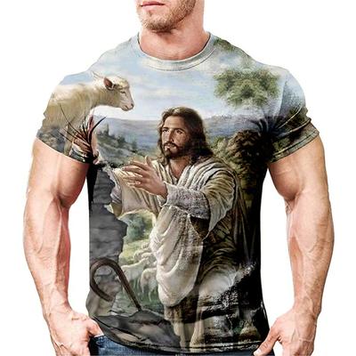 T-shirt Men's T-shirt Character Sketch 3D Digital Printing Round Neck Short Sleeved Shirt