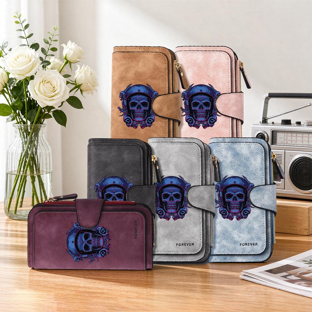 Gothic Skull Print Long Wallet Fashion Portable Card Holder Casual Purse