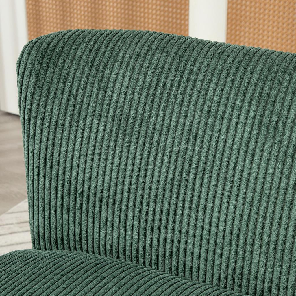 2-Seater Upholstered Sofa, Wood, Velvet-Like Polyester, Foam, 117 x 56.5 x 77 cm, Green