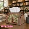 1pc, 2d Flat Printing, Tissue Box Tree of Life Tapestry Pattern Printed Tissue Box, Suitable for Vacation Home Decoration, Kitchen, Living Room, Car H