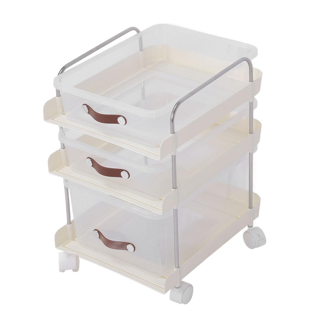 Rolling Utility Cart with Drawers PP Clear Mobile Utility Storage Cart with Lockable Wheels for