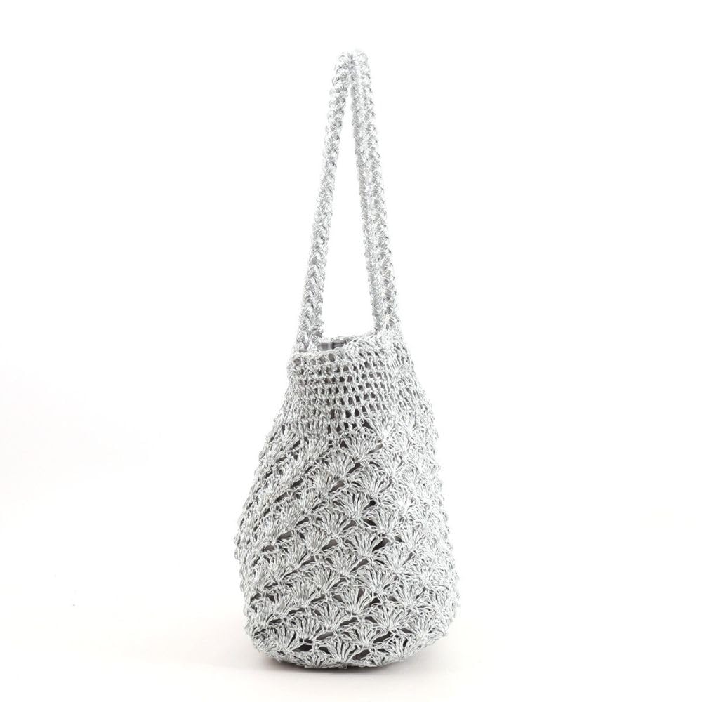 Cuco Metallic Knit Tote Bag 2513112001 Silver (906)