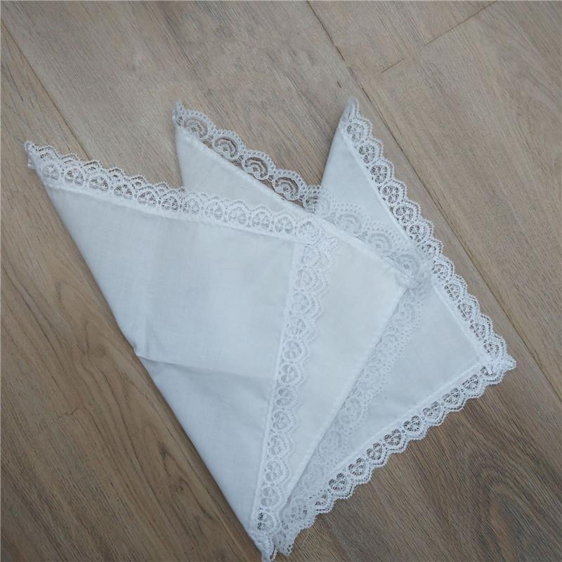3Pcs 25x25cm 100% Cotton Women Lady Handkerchiefs White Color Embroidered Hankies Square Scarf DIY Painting