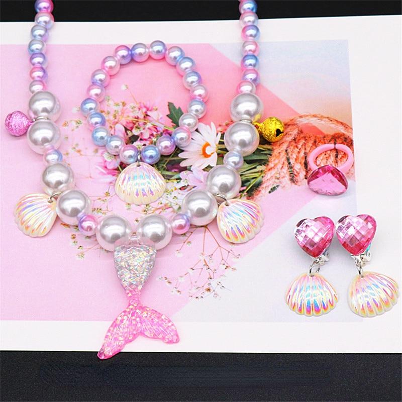 5 Pcs Children's Necklace Bracelet Set Necklace Girl Baby Accessories Children's Necklace Children's Accessories