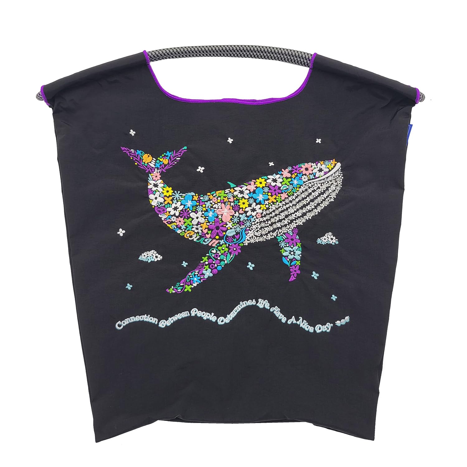 

Ball & Chain Flower Whale Embroidered Shoulder Bag, Medium, 301054 (Black, Medium) чорний