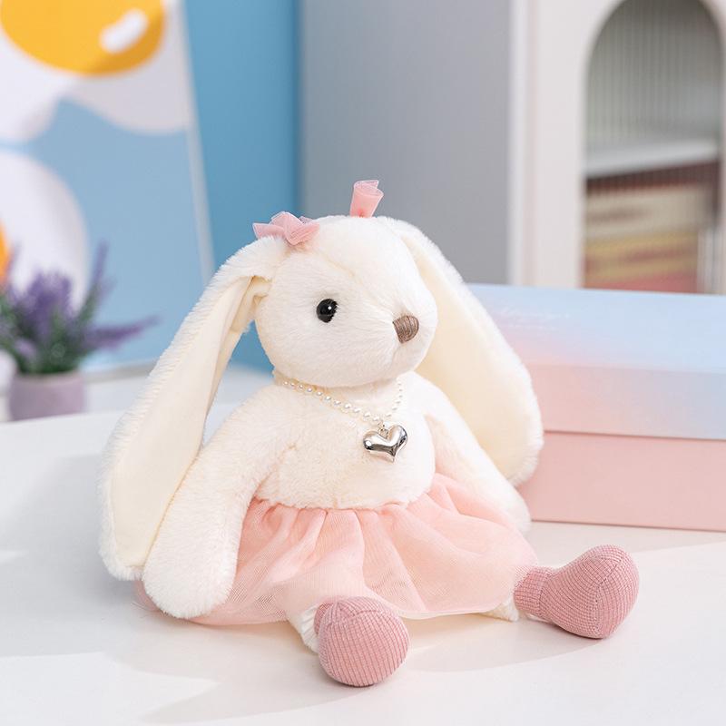 

Girls heart pink skirt long-eared rabbit doll plush toy small white rabbit doll children accompany soothing doll 50cm（0.32kg） рожевий