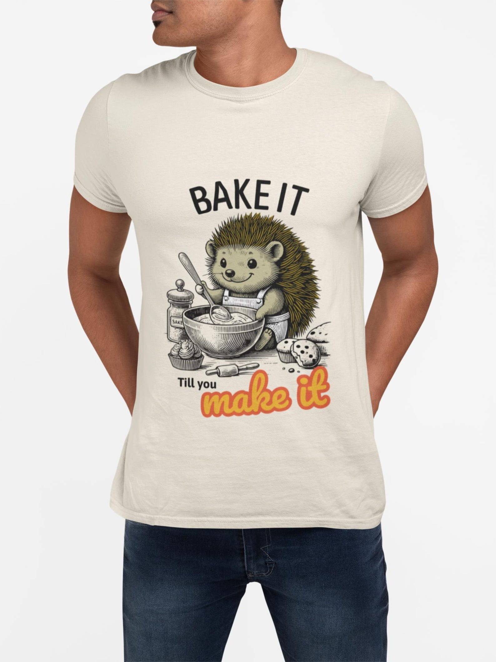 Baking Hedgehog T-Shirt | Bake It Till You Make It Vintage Graphic Tee S