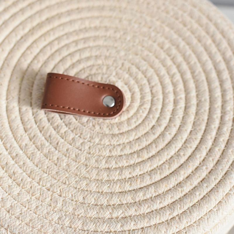 Pack of 2 Sturdy Cotton Rope Storage Baskets With Lid for Organizing Rope Keys and Toy In Elegant Color Designs