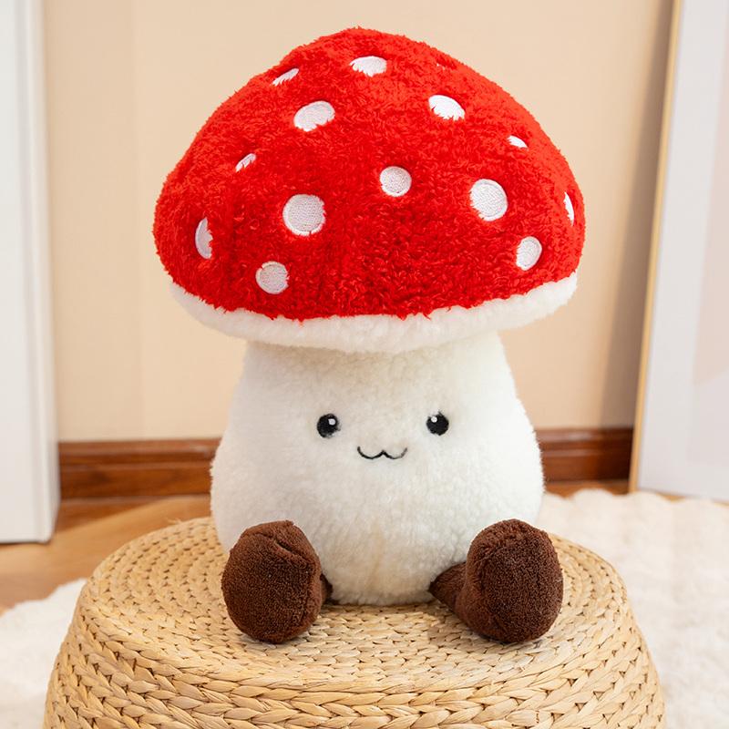 New Soft Cartoon Mushroom Plush Vegetable Toy Fluffy Stuffed Hug Pillow Realistic Natural Plant Baby Doll Comfort Birthday Gift