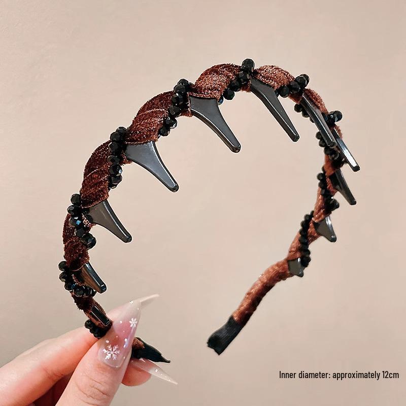 

Модная бархатная повязка на голову со стразами и зубчиками - Универсальный дизайн с высокой короной