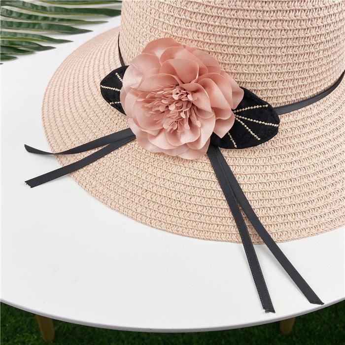New spring and summer women's sunshade straw hat sunscreen sun hat bucket hat flower beach hat big edge basin hat