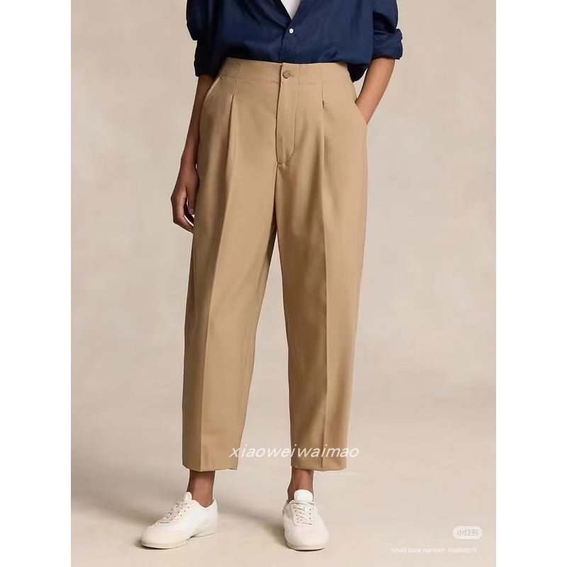 

25a58. Американская Классика ~ Подвеска Шерстяные Смесовые Изогнутые Зауженные Укороченные Повседневные Брюки Camel In Stock US0