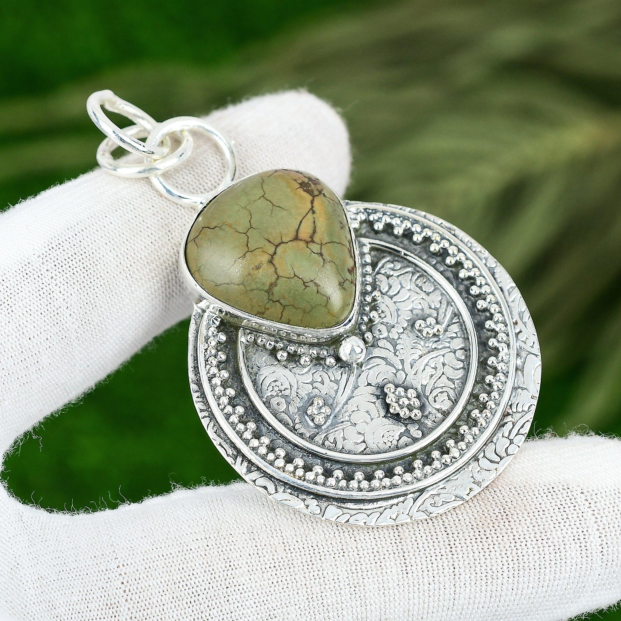 

Friendship Day Sale Natural Tibetan Turquoise Engagement Pendant Sterling Silver