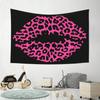 Pink Leopard Print Lips Tapestry Edgy Fashionable Wall Decor for Living Room Unique Glam Style High Quality Home Decor Accessory