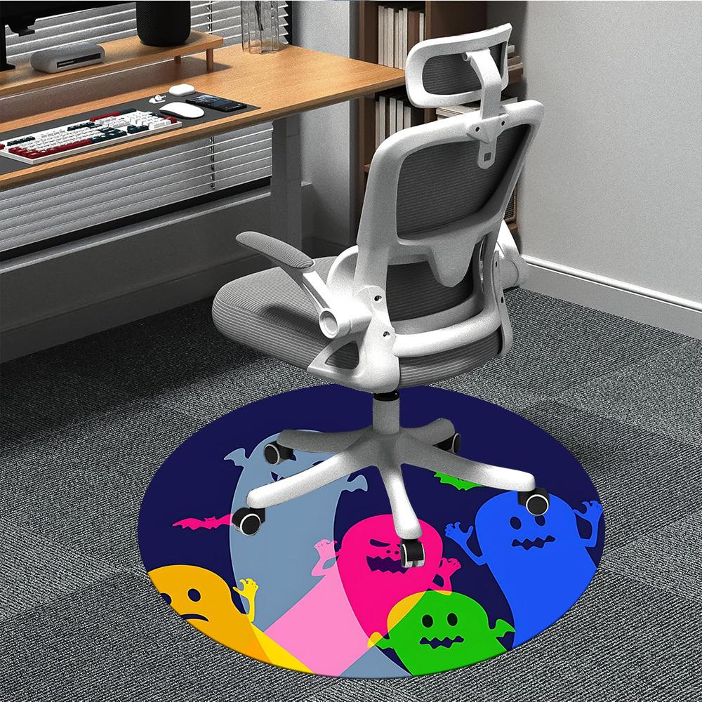 1PCGhost Halloween Office Round Area Rug,  Mat Suitable For Office, Under Office Chairs Bedroom Living Room Home Decor, Room Deco