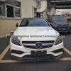 Carbon Fiber Sport Front Lip for 14-21 Mercedes-Benz C-Class W205 Pre-Facelift, Brabus Style Double Layer
