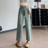 Vintage Wide-legged Jeans Female Summer Big Size Loose Cover Meat High-waisted Skinny Nine-minute Drape Straight Pants Retro Jeans for Ladies
