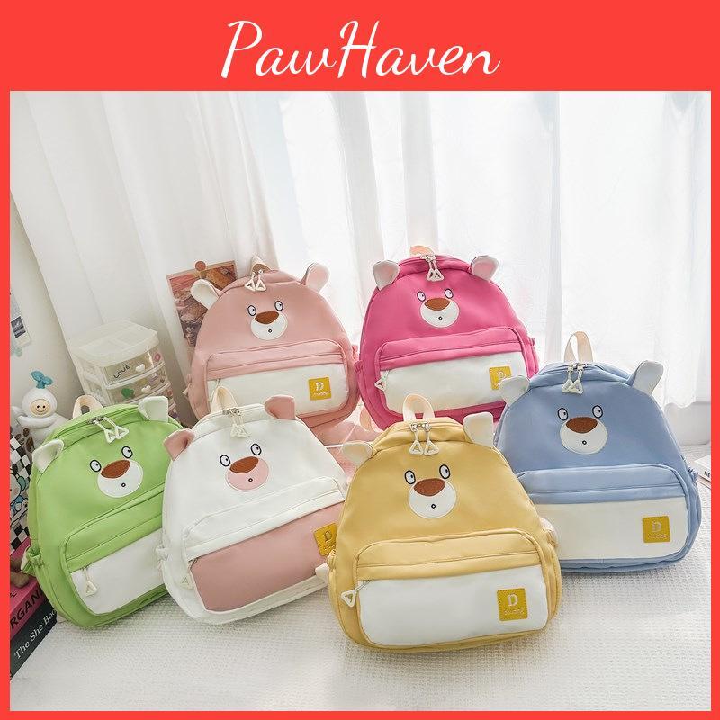 Children Little Bear Backpack Zipper Design Adjustable Shoulder Straps Schoolbag