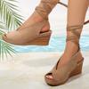 Fashion Women's Slope Heel Sandals Summer New Round Head Shallow Mouth Open Toe Thick Soles Anti-slip Wear-resistant High Heels