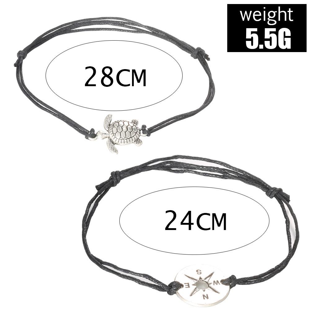 Vintage Schildkröte Fußkettchen für Frauen Sommer Strand barfuß häkeln Sandalen Knöchel Armbänder auf Fuß Wachs Seil Kette Schmuck