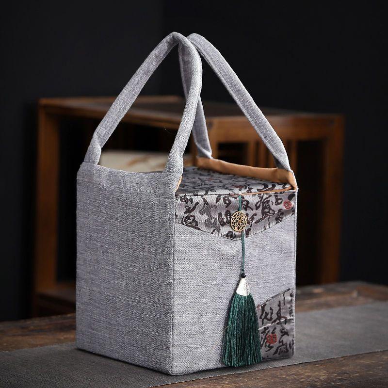 Fabric Tea Can Gift Box, Vintage-Style Fabric Tea Packaging Box, Empty Gift Box