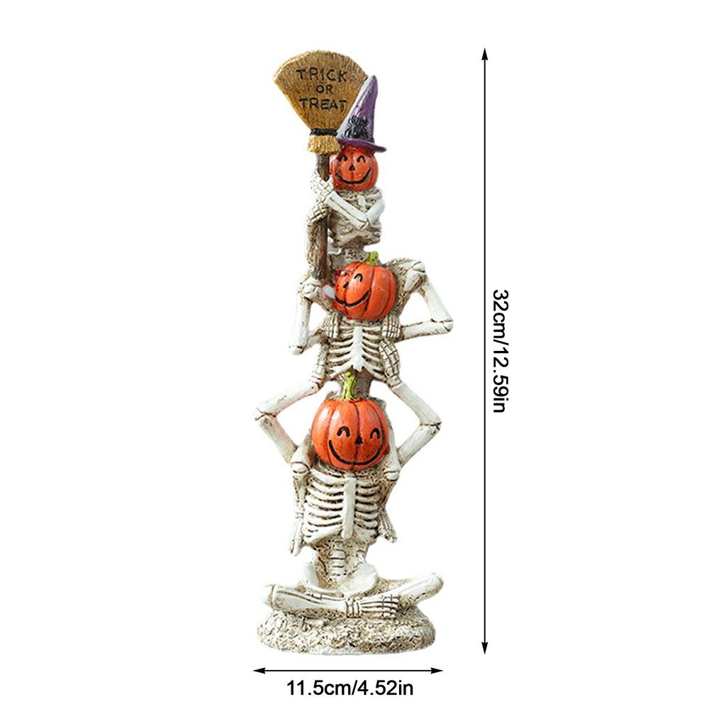 Halloween Funny Face Pumpkins Durable Resin Stackable Ornaments for Patio & Tabletop Halloween Decor