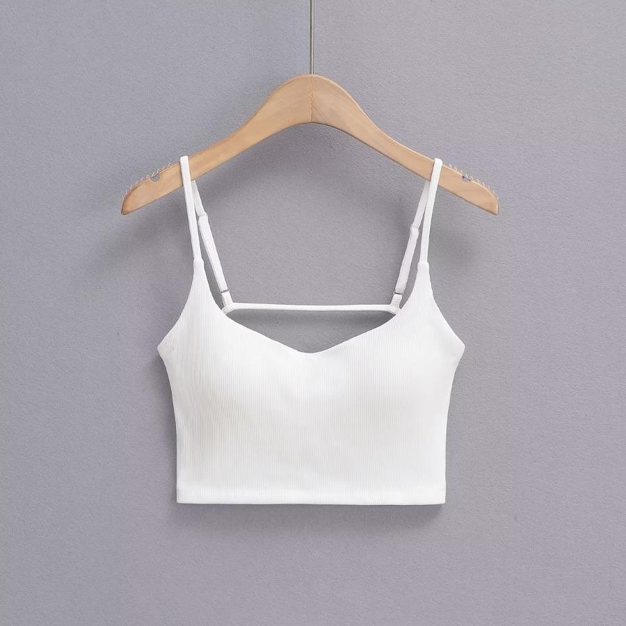 Dámská pevná polstrovaná tílka bez rukávů bez rukávů štíhlá vesta s krátkým popruhem sexy triko