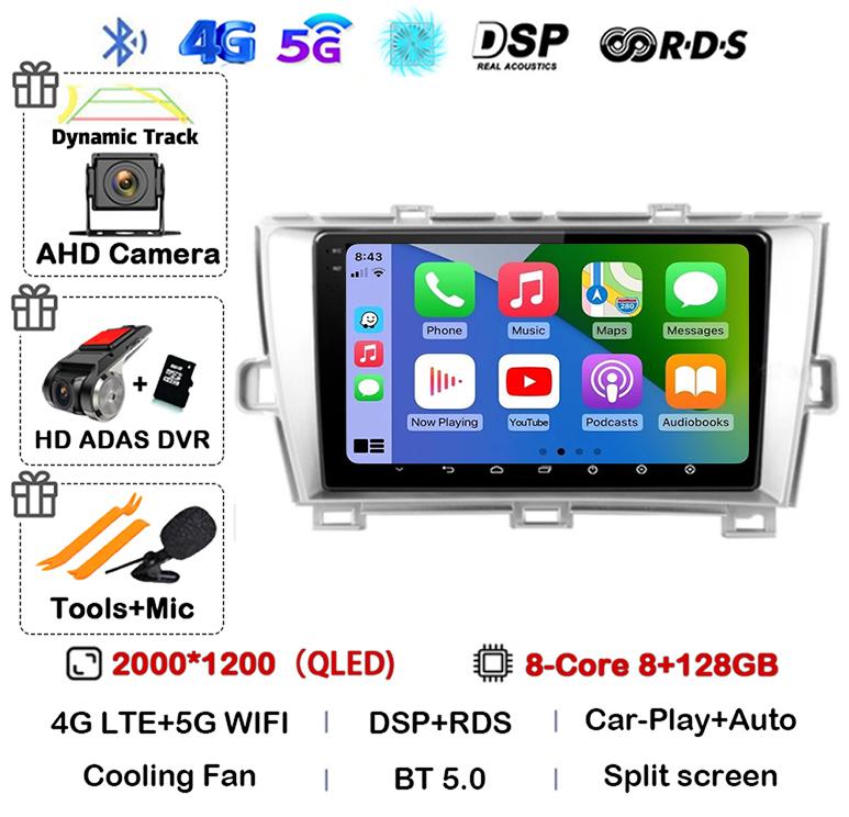 Android 14 Carplay Auto For Toyota Prius 3 XW30 2009 2010 2011 2012 2013-2015 LHD RHD Car Radio Multimedia Player GPS Stereo DSP