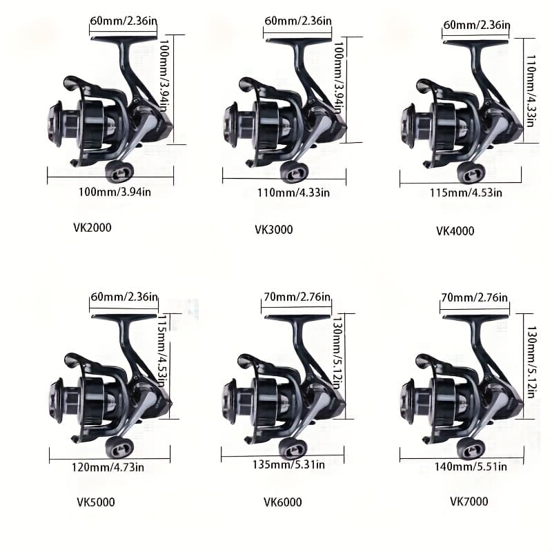 VK Spinning Fishing Reel 2000-7000 Series High Speed Strong Brake Metal Double End Spool Left and Right Hand Interchangeable for Outdoor Fishing