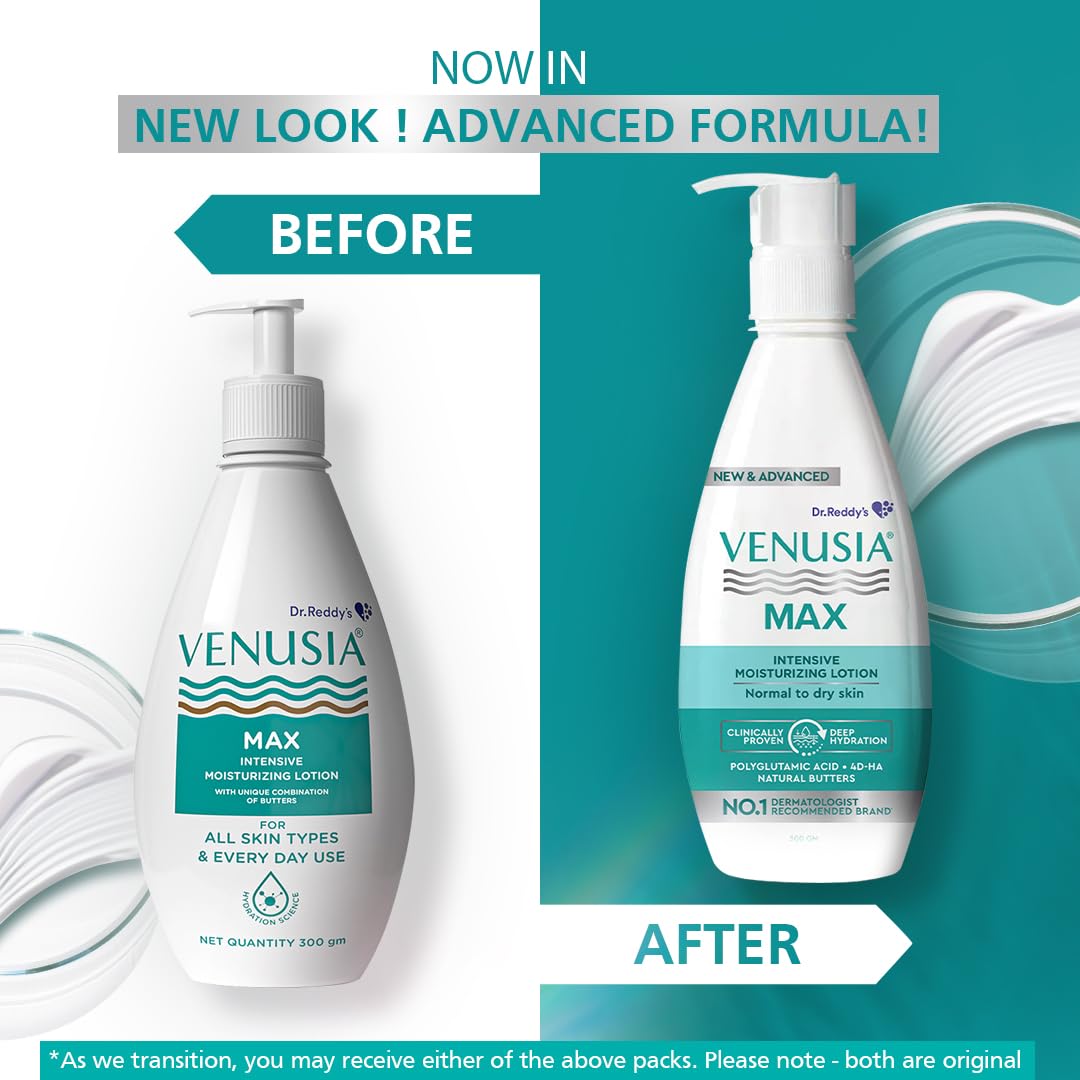 Venusia Daily Intensive Moisturizing lotion for Dry skin by Dr. Reddy s I Face & Body I Contains Shea , Mango , Aloe & Cocoa Butter I Upto 24 * hrs