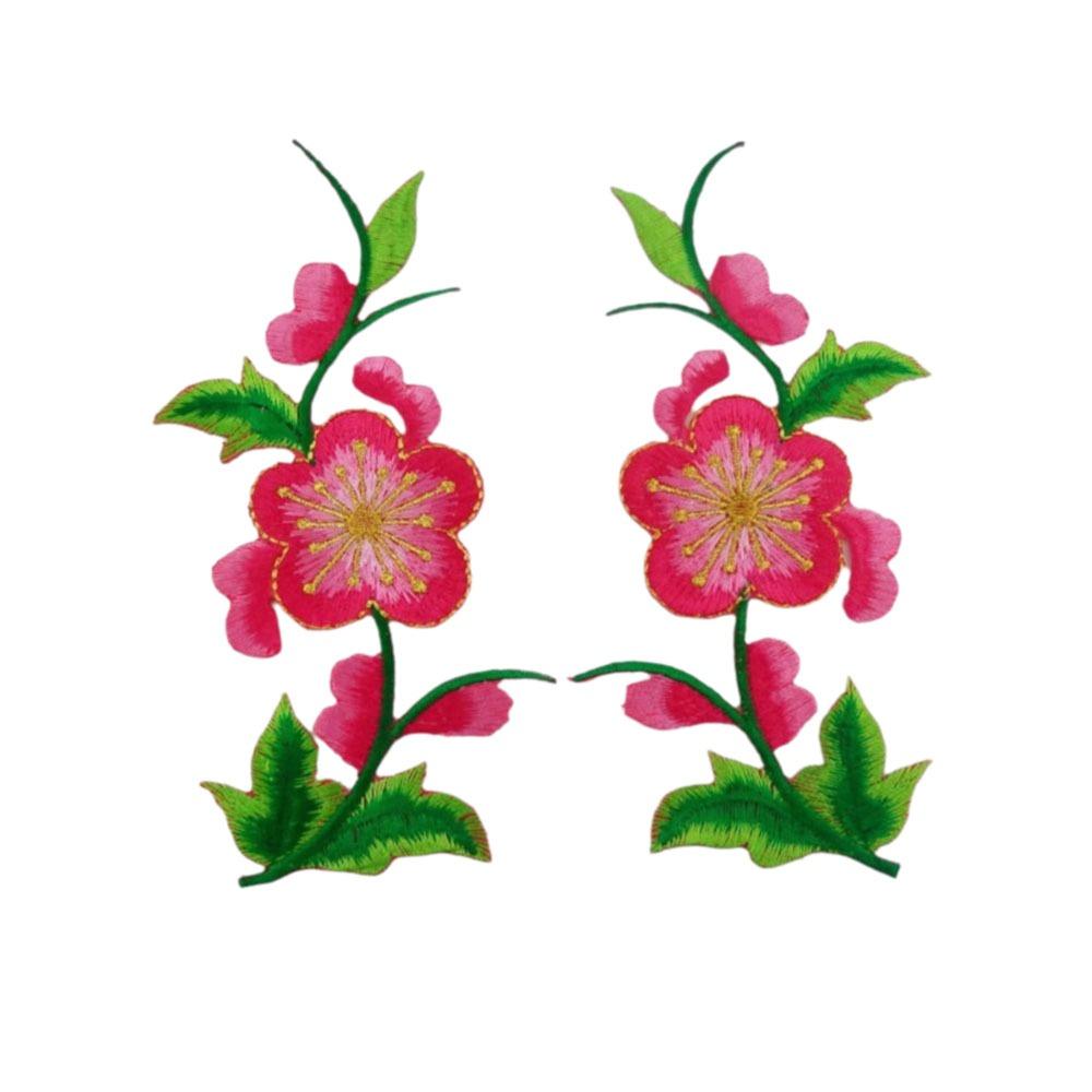 

Flowers Leaves Sew Iron On Patches Hot Melt Adhesive Ironing DIY Embroidery Flowers Patch Clothes Patchwork Sticker for Clothes рожевий червоний колір