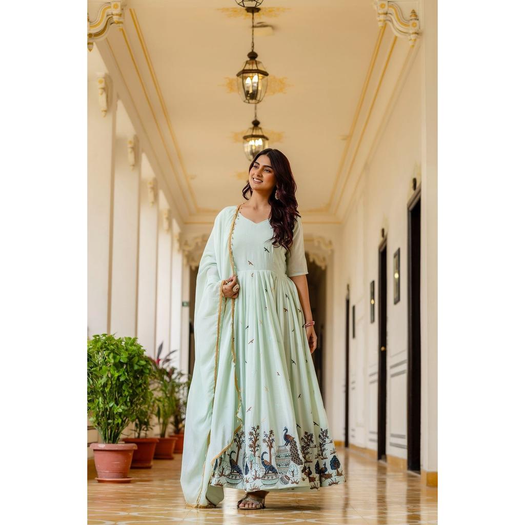 Paksiatni Desigenr Bollywood Gown Dupatta Set Indian Wedding Wear Anarkali Suit