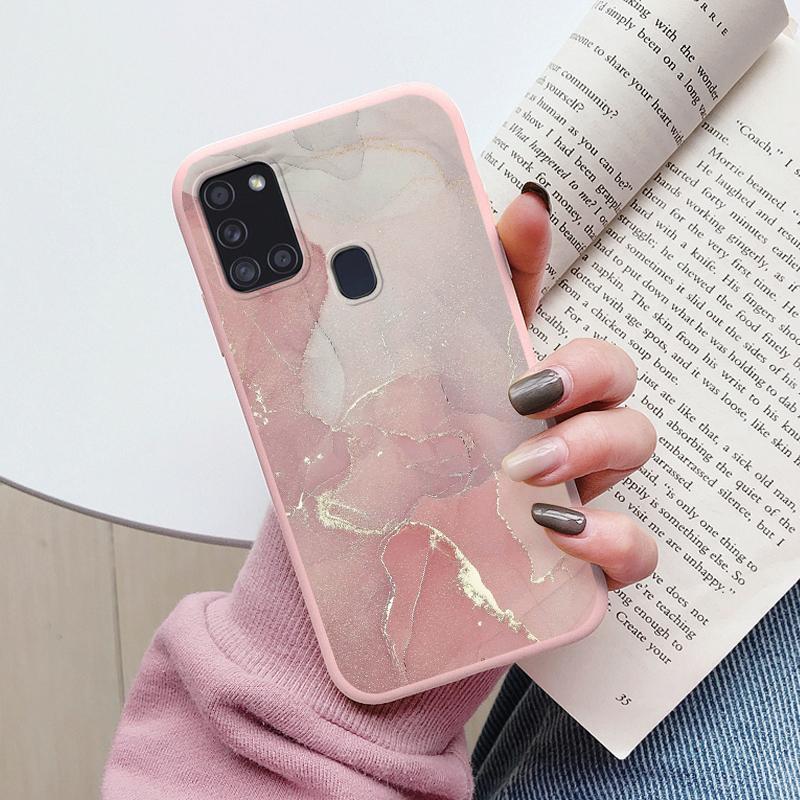 Case For Samsung Galaxy A21S Back Cover Protective Silicone Fundas Fashion Marble Stone Texture Coque For Samsung A21S Capa