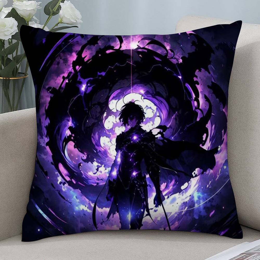 Hot Anime S-Solo Leveling Pillow Case Short plush Double-sided Print Square Throw Pillow Covers Sofa Home Cushion Decor
