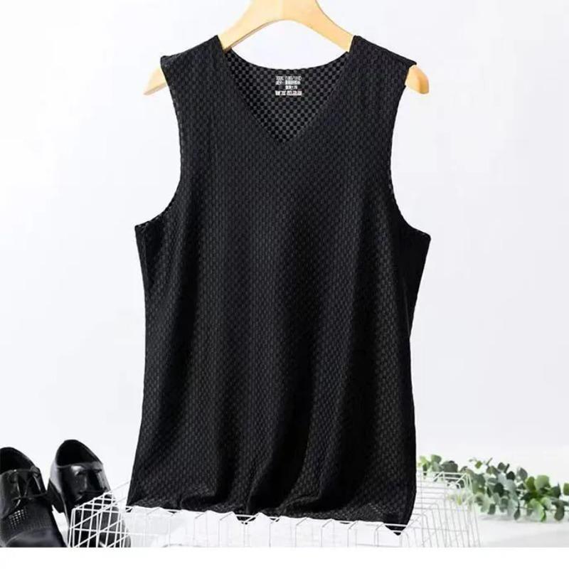 

Womens Mesh Knit V-Neck Sleeveless Tank Top L чёрный