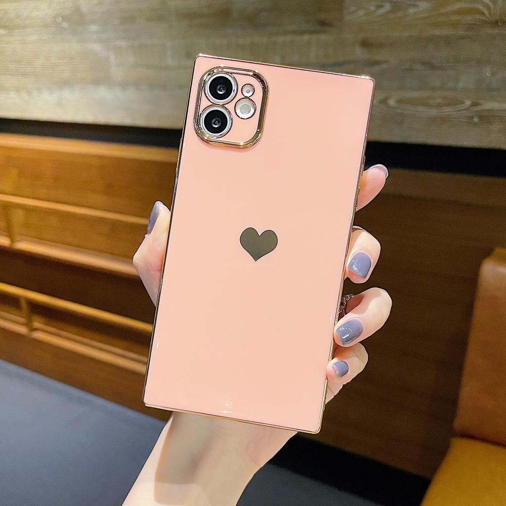 6D electroplated love square is suitable for iPhone17 Apple 15/16ProMax/XR all-inclusive silicone mobile phone case.