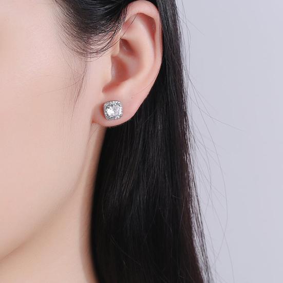 1 Paar Steckohrringe Quadratische Form Zirkonia Funkelnd Eingelegte Ohrstecker Festliche Lässige Ohrringe Schmuck Geschenk