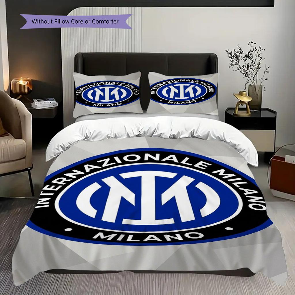 Biancheria da letto con design dello stemma dell'Inter (1 * copripiumino + 2 * federa, senza nucleo) Copripiumino e federa Set biancheria da letto Regalo di Natale compleanno